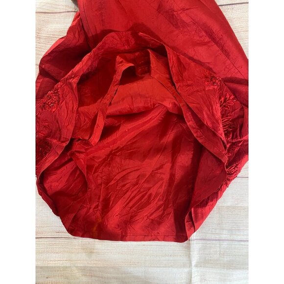 Ann Taylor Women's Red Silk Beaded Cocktail Dress - 8 - Picture 13 of 13